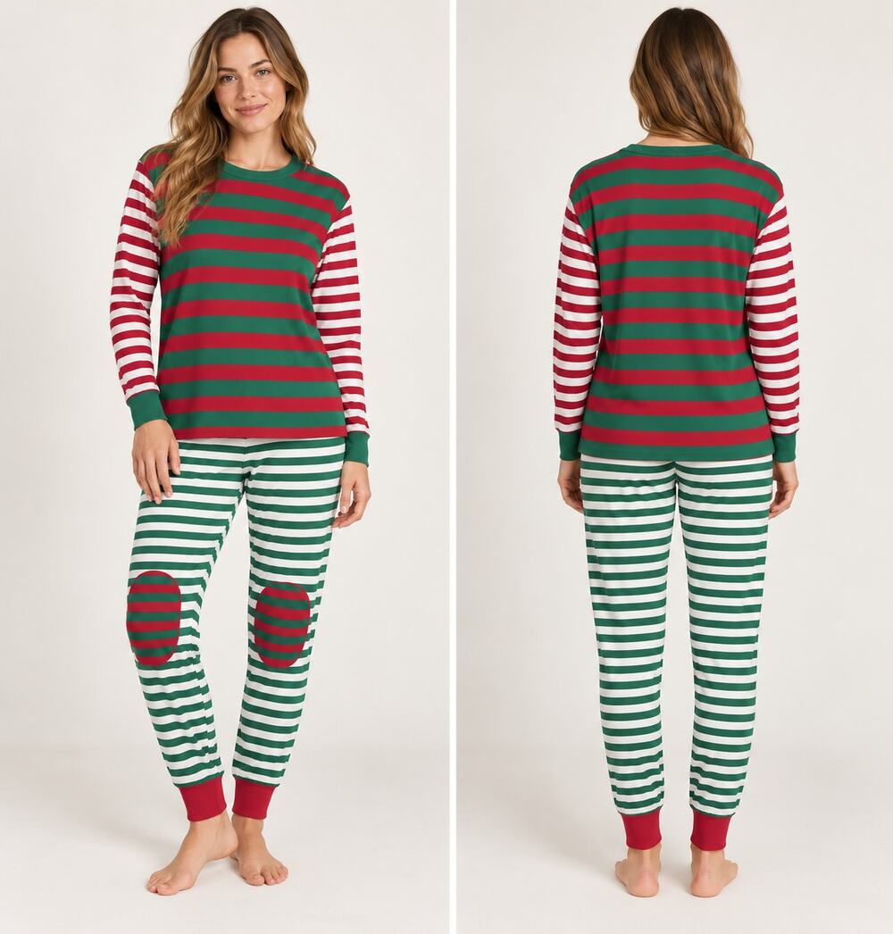 Hanna Andersson Unisex Red Green Stripe Pajama Set XL Organic Cotton Long John